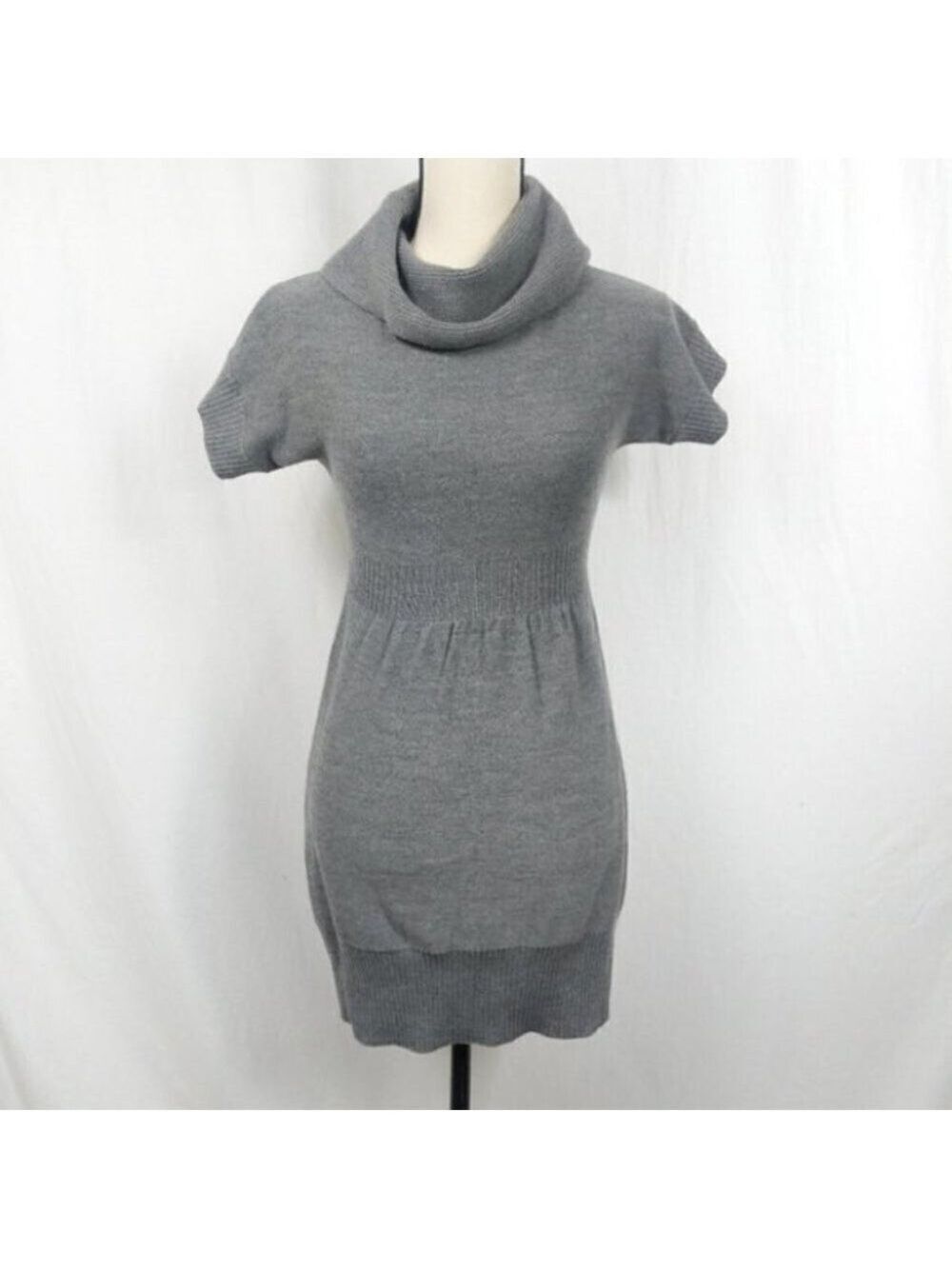 Ann Taylor LOFT Gray Cowl Neck Sweater Short Sleeve Mini Dress XSP